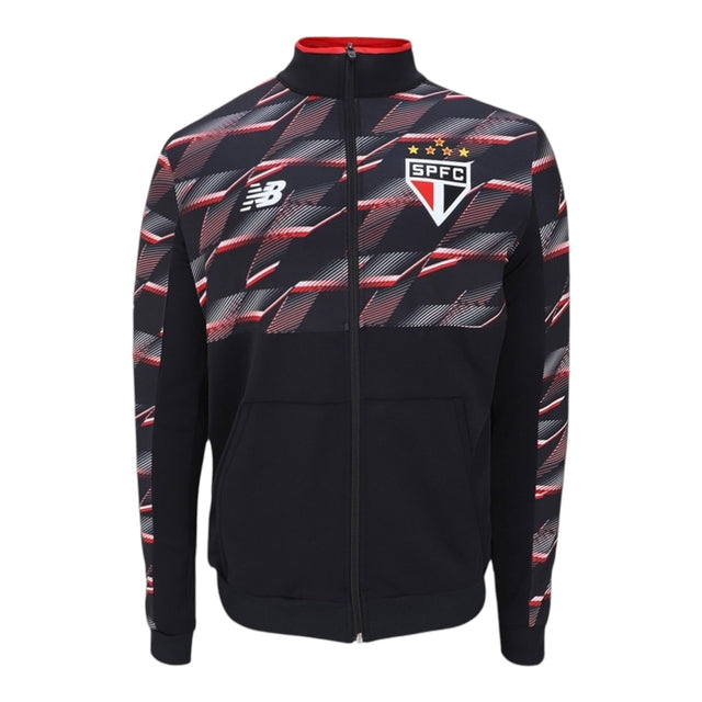 Jaqueta Corta-Vento São Paulo 24/25 - Masculina New Balance - Preta com detalhes em vermelho