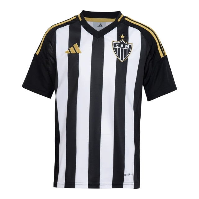 Camisa Atlético Mineiro I 25/26 - Torcedor Adidas Masculina - Preta com listras brancas com detalhes em amarelo