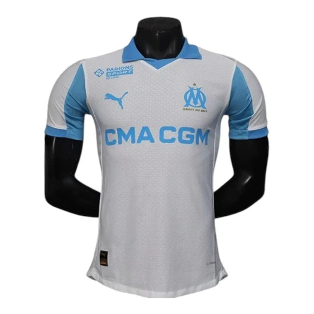 Camisa Olympique Marseille I 25/26 - Jogador Puma Masculina - Branca e azul