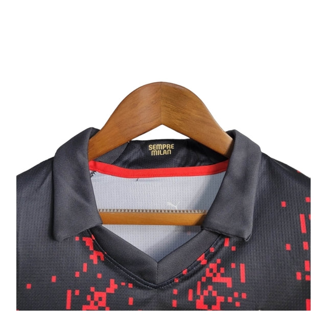 Kit Infantil AC Milan Edição especial 23/24 - Puma - Preto com detalhes em vermelho e dourado