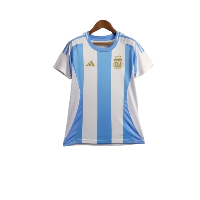 Camisa Seleção da Argentina I 24/25 -  Adidas Feminina - Branca com listras em azul