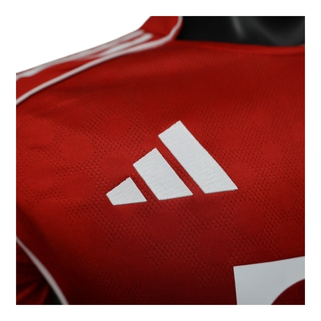 Camisa Bayern de Munique I 25/26 - Jogador Adidas Masculina - Vermelha com detalhes em branco