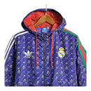 Jaqueta Corta-Vento Real Madrid 23/24 - Masculina Adidas colab com Gucci - Azul com detalhes em amarelo e verde e vermelho