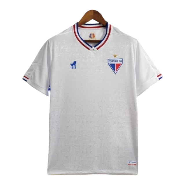 Camisa Fortaleza II 24/25 - Torcedor Leão Masculina - Branca com detalhes em azul e vermelho