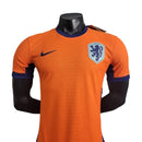 Camisa Seleção da Holanda I 24/25 - Jogador Nike Masculina - Laranja com detalhes em azul
