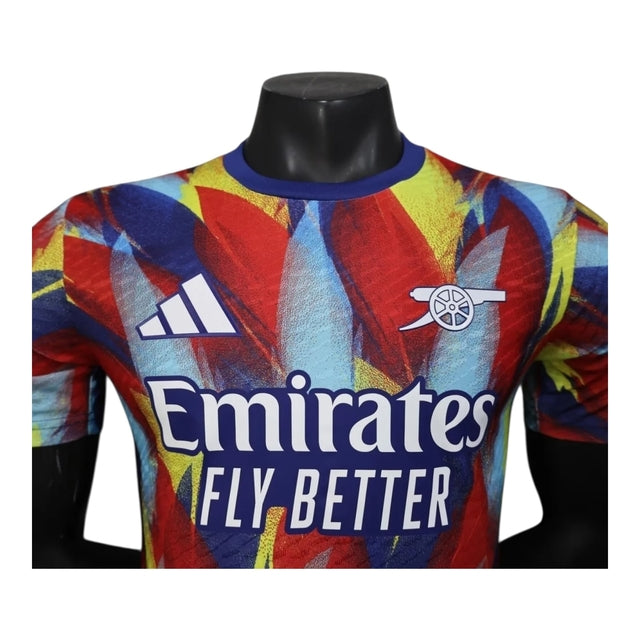 Camisa Arsenal Pré-jogo 25/26 - Jogador Adidas Masculina - Azul e vermelha e amarela