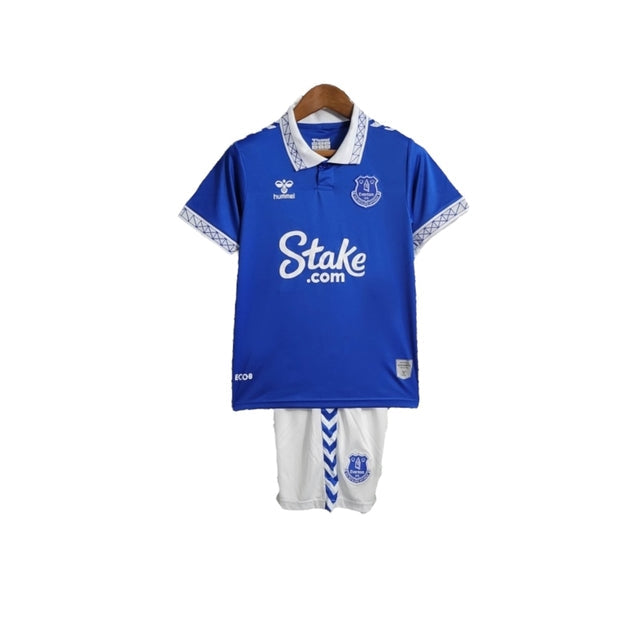 Kit Infantil Everton I 23/24 - Hummel - Azul com detalhes em branco