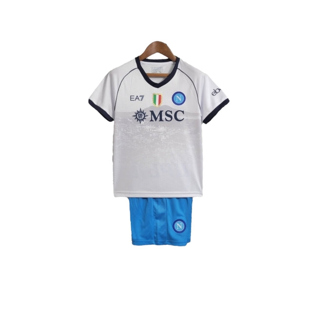 Kit Infantil Napoli II 23/24 - EA7 - Branco com detalhes em azul