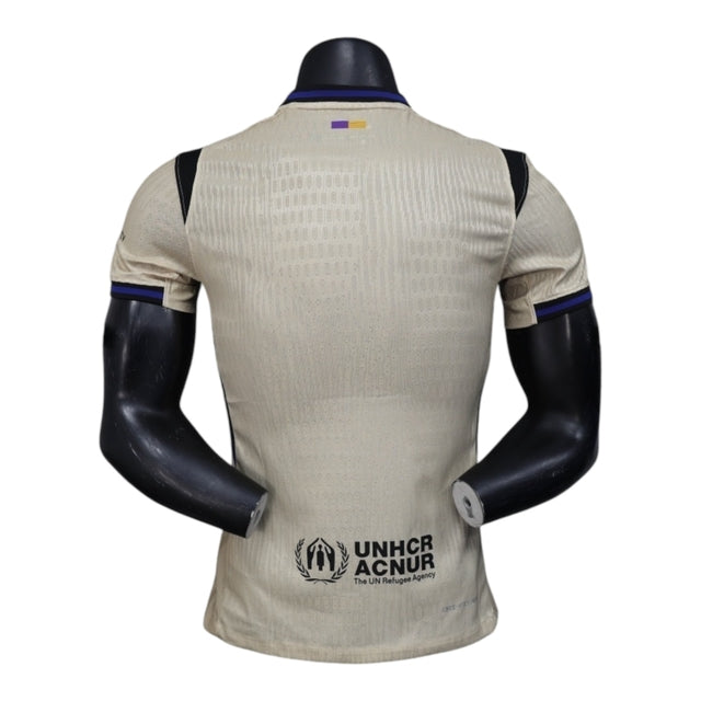 Camisa Barcelona II 25/26 - Jogador Nike Masculina - Bege com detalhes em azul e preto