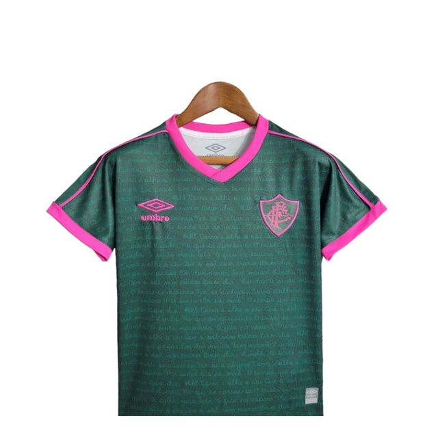 Kit Infantil Fluminense III 23/24 - Umbro - Verde com detalhes em rosa