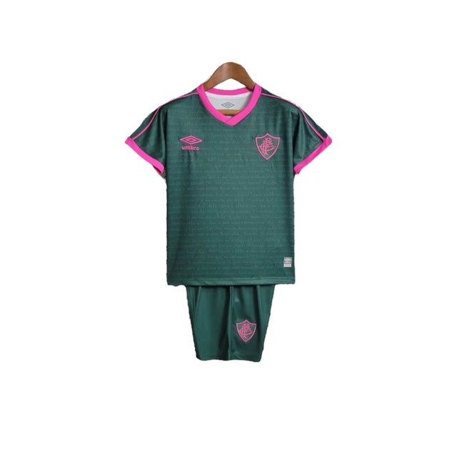 Kit Infantil Fluminense III 23/24 - Umbro - Verde com detalhes em rosa