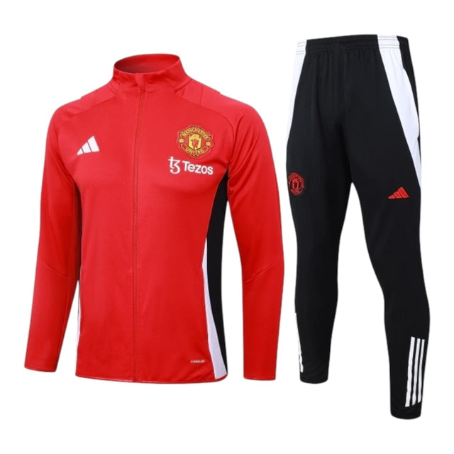 Conjunto Manchester United Treino 24/25 - Masculino Adidas - Vermelho e preto