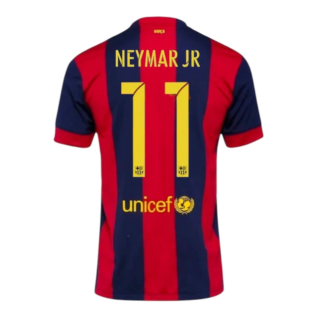 Camisa Retrô Barcelona I 2014/15 - Masculina Nike - Azul e vermelha com detalhes em amarelo