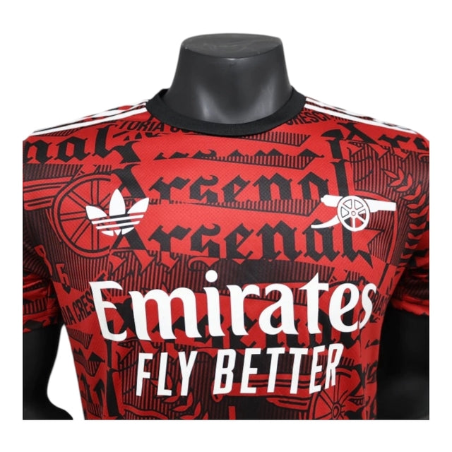 Camisa Arsenal Pré-jogo 25/26 - Jogador Adidas Masculina - Vermelha com detalhes em preto