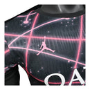 Camisa Paris Saint-German Pré-jogo 25/26 - Jogador Jordan Masculina - Preta com detalhes em rosa