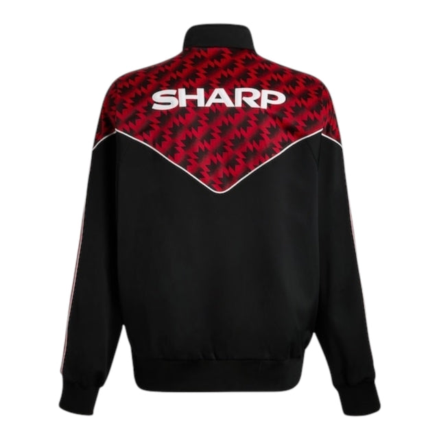 Jaqueta Corta-Vento Manchester United Edição comemorativa 1991 II - Masculina Adidas - Preta com detalhes em vermelho